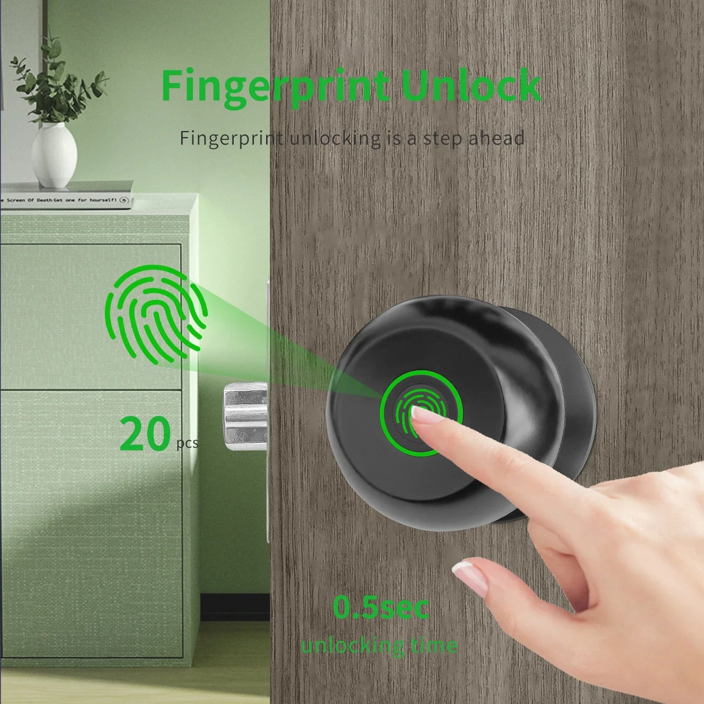 Aluminium Door Lock Smart Fingerprint